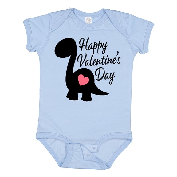 Inktastic Happy Valentines Day with Dinosaur Silhouette and Heart Boys or Girls Baby Bodysuit