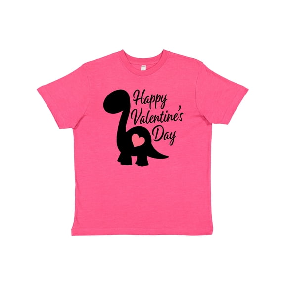 Inktastic Happy Valentines Day with Dinosaur Silhouette and Heart Youth T-Shirt