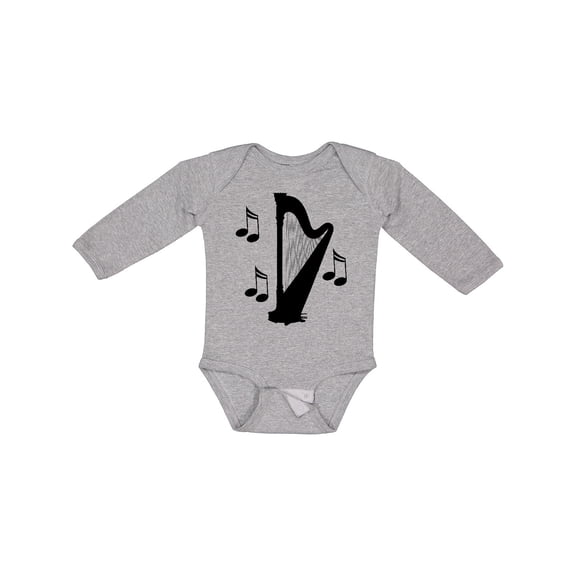 Inktastic Harp Silhouette Music Gift Boys or Girls Long Sleeve Baby Bodysuit