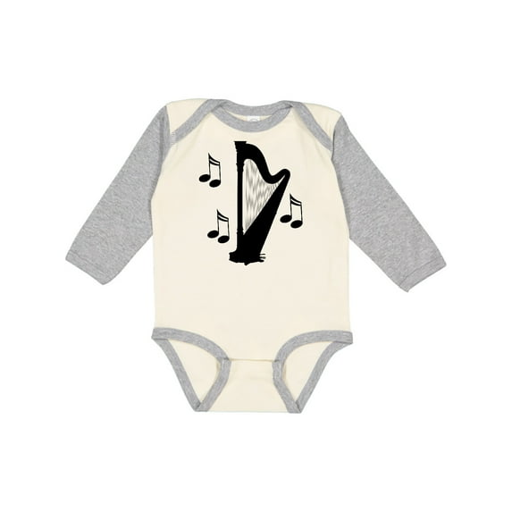 Inktastic Harp Silhouette Music Gift Boys or Girls Long Sleeve Baby Bodysuit