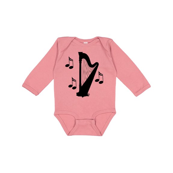 Inktastic Harp Silhouette Music Gift Boys or Girls Long Sleeve Baby Bodysuit