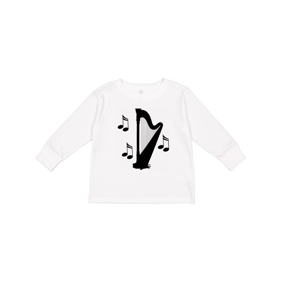Inktastic Harp Silhouette Music Gift Boys or Girls Long Sleeve Toddler T-Shirt