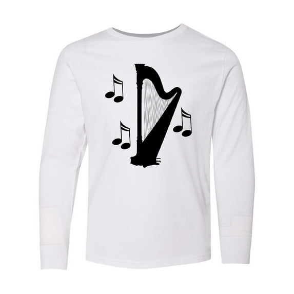Inktastic Harp Silhouette Music Gift Long Sleeve Youth T-Shirt
