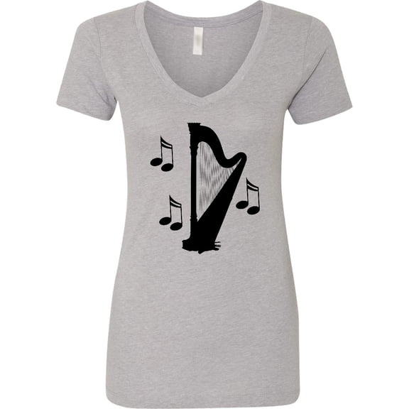 Inktastic Harp Silhouette Music Women's V-Neck T-Shirt