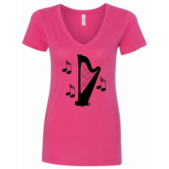 Inktastic Harp Silhouette Music Women's V-Neck T-Shirt