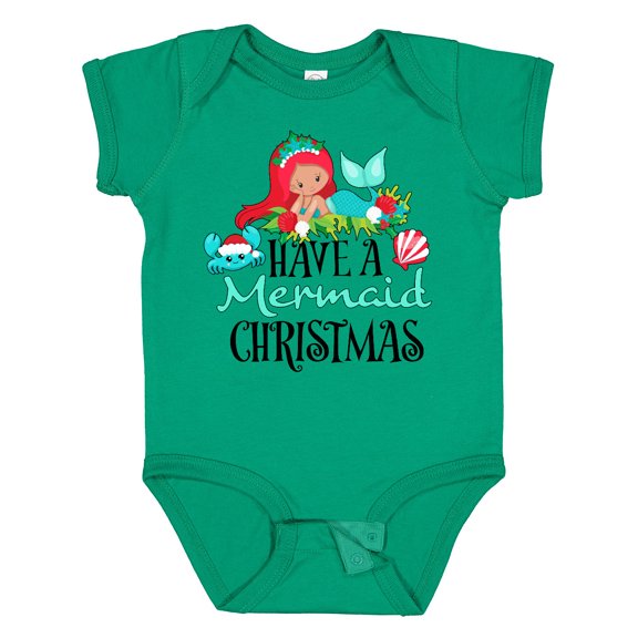 Inktastic Have a Mermaid Christmas with Crab and Seashell Boys or Girls Baby Bodysuit