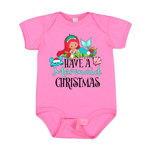 Inktastic Have a Mermaid Christmas with Crab and Seashell Boys or Girls Baby Bodysuit