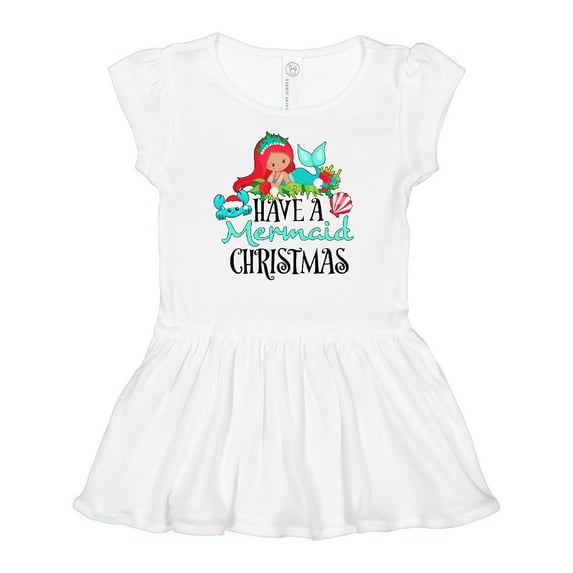 Inktastic Have a Mermaid Christmas with Crab and Seashell Girls Baby Dress