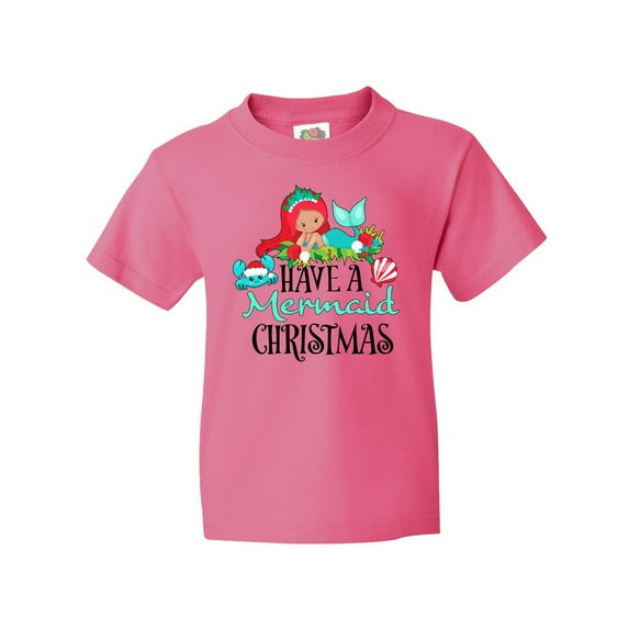 Inktastic Have a Mermaid Christmas with Crab and Seashell Youth T-Shirt