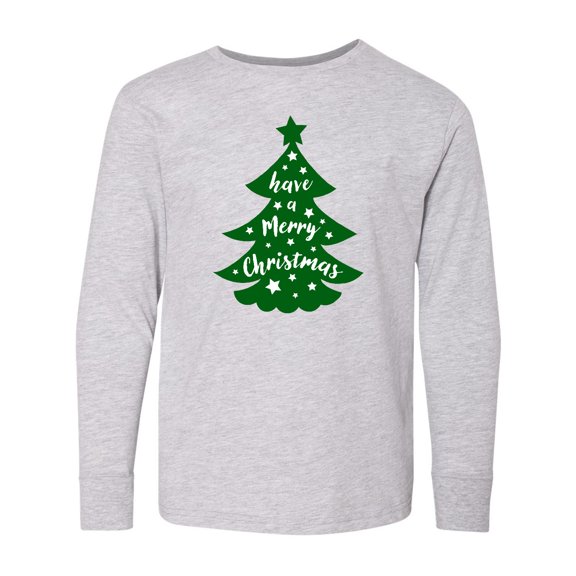 Inktastic Have a Merry Christmas Green Tree Long Sleeve Youth T-Shirt