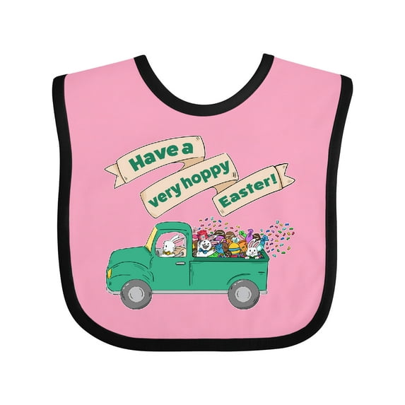 Inktastic Have a Very Hoppy Easter Green Bunny Truck Boys or Girls Baby Bib