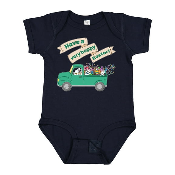 Inktastic Have a Very Hoppy Easter Green Bunny Truck Boys or Girls Baby Bodysuit