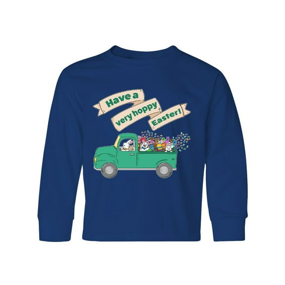 Inktastic Have a Very Hoppy Easter Green Bunny Truck Long Sleeve Youth T-Shirt