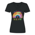 thumbnail image 1 of Inktastic Have the Courage to Be Kind Watercolor Rainbow Women's V-Neck T-Shirt, 1 of 5