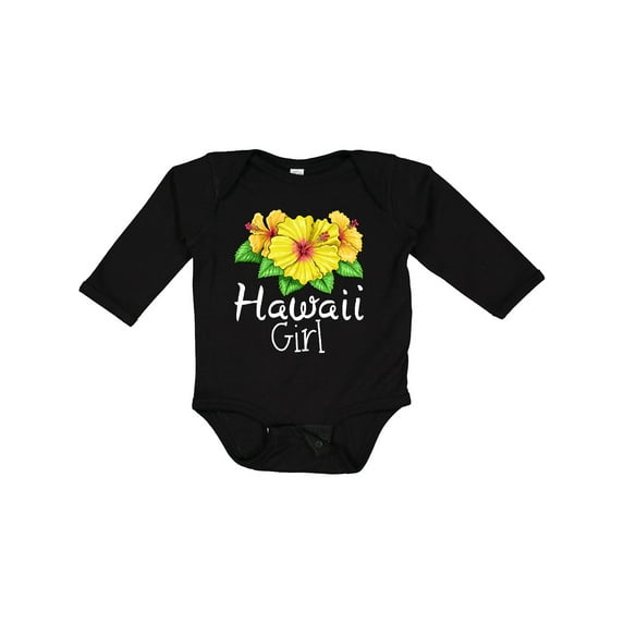 Inktastic Hawaii Girl Hibiscus Flowers Girls Long Sleeve Baby Bodysuit