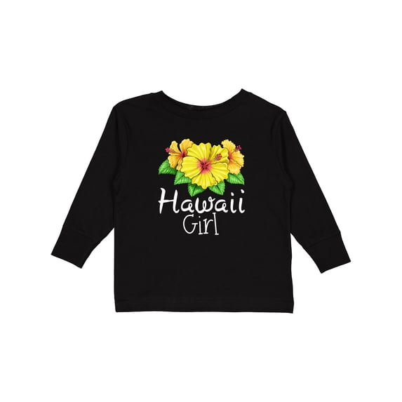 Inktastic Hawaii Girl Hibiscus Flowers Girls Long Sleeve Toddler T-Shirt