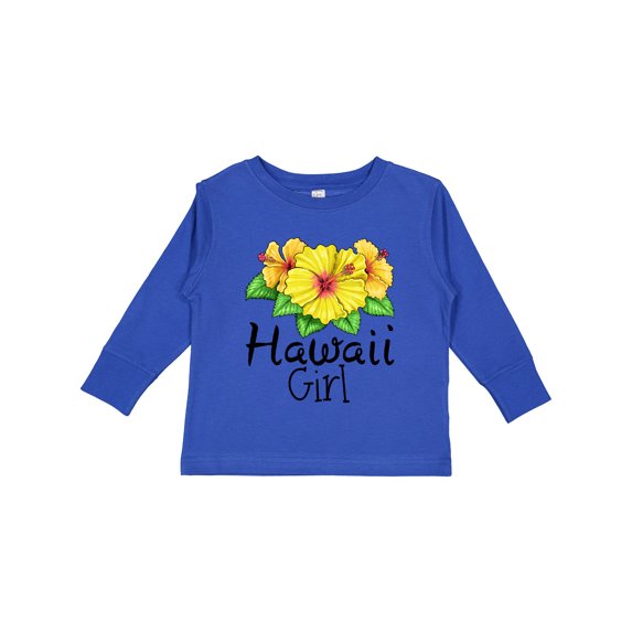 Inktastic Hawaii Girl Hibiscus Flowers Girls Long Sleeve Toddler T-Shirt
