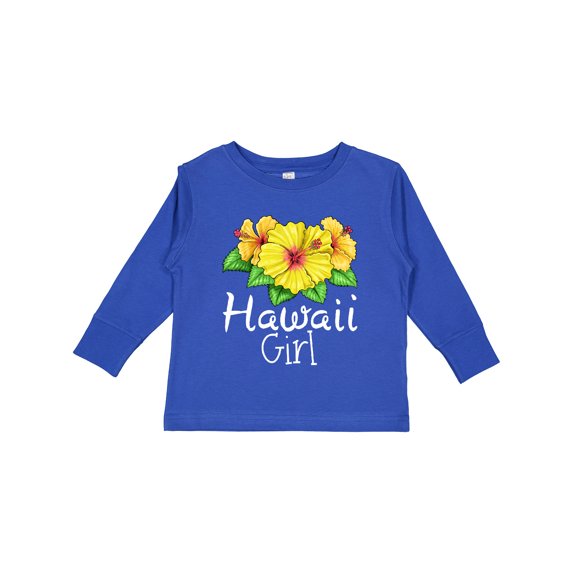 Inktastic Hawaii Girl Hibiscus Flowers Girls Long Sleeve Toddler T-Shirt