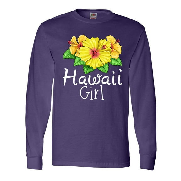 Inktastic Hawaii Girl Hibiscus Flowers Long Sleeve T-Shirt