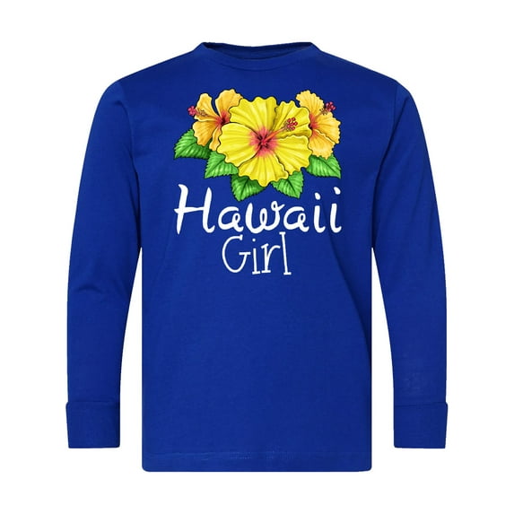 Inktastic Hawaii Girl Hibiscus Flowers Long Sleeve Youth T-Shirt