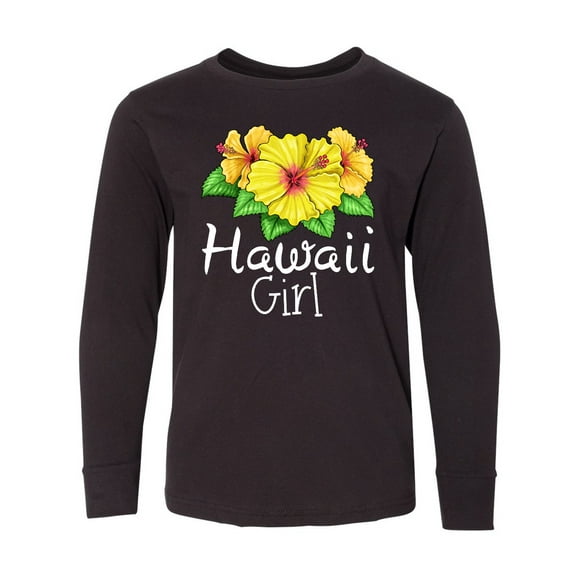 Inktastic Hawaii Girl Hibiscus Flowers Long Sleeve Youth T-Shirt