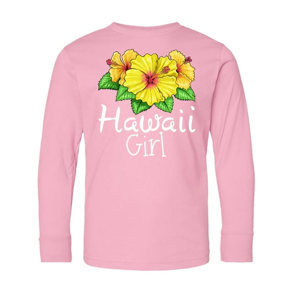 Inktastic Hawaii Girl Hibiscus Flowers Long Sleeve Youth T-Shirt