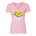 thumbnail image 1 of Inktastic Hawaii Girl Hibiscus Flowers Women's V-Neck T-Shirt, 1 of 5
