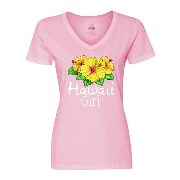 Inktastic Hawaii Girl Hibiscus Flowers Women's V-Neck T-Shirt