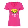 thumbnail image 1 of Inktastic Hawaii Girl Hibiscus Flowers Women's V-Neck T-Shirt, 1 of 5