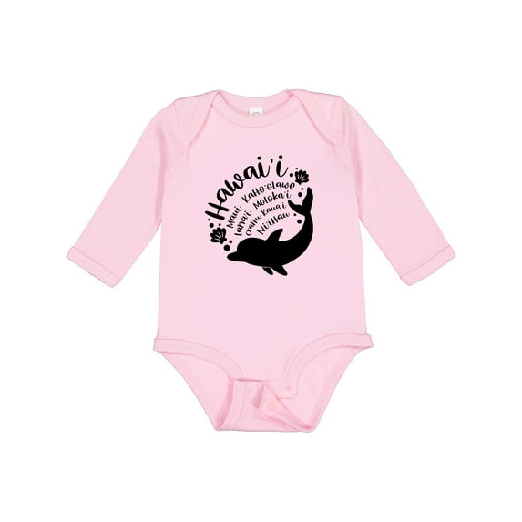 Inktastic Hawaii Islands with Dolphin Boys or Girls Long Sleeve Baby Bodysuit