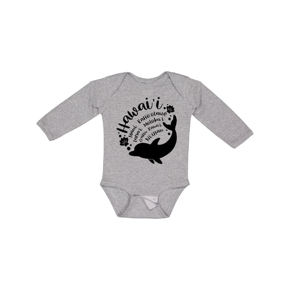 Inktastic Hawaii Islands with Dolphin Boys or Girls Long Sleeve Baby Bodysuit