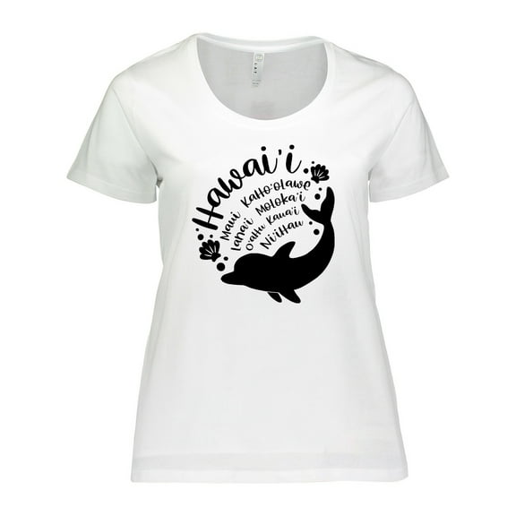 Inktastic Hawaii Islands with Dolphin Women's Plus Size T-Shirt