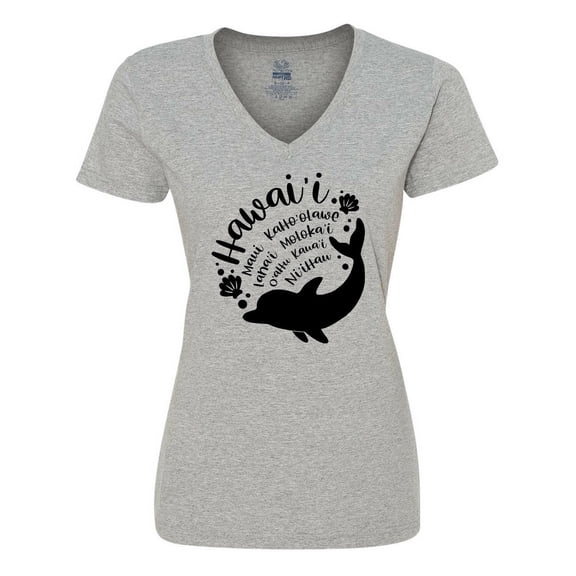 Inktastic Hawaii Islands with Dolphin Women's V-Neck T-Shirt