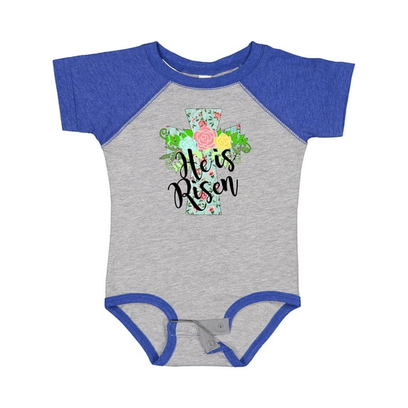 Inktastic He is Risen Floral Print Cross with Beautiful Flowers Boys or Girls Baby Bodysuit
