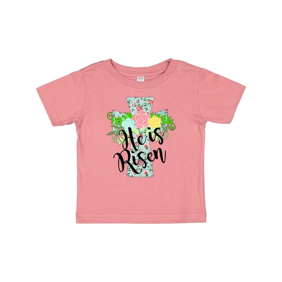 Inktastic He is Risen Floral Print Cross with Beautiful Flowers Boys or Girls Baby T-Shirt