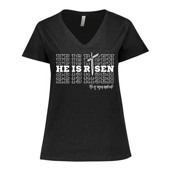 Inktastic He Is Risen Mirror Words Women's Plus Size V-Neck T-Shirt