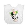thumbnail image 1 of Inktastic He is Risen Cross with Script and Flowers Boys or Girls Baby Bib, 1 of 4
