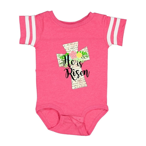 Inktastic He is Risen Cross with Script and Flowers Boys or Girls Baby Bodysuit