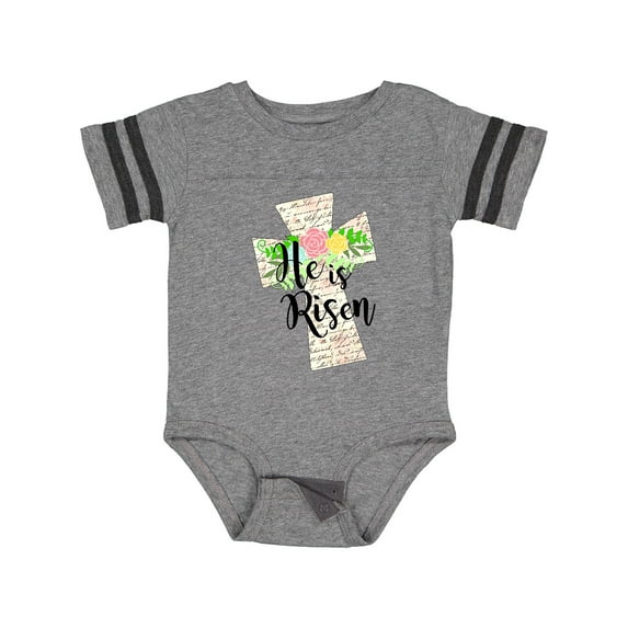 Inktastic He is Risen Cross with Script and Flowers Boys or Girls Baby Bodysuit