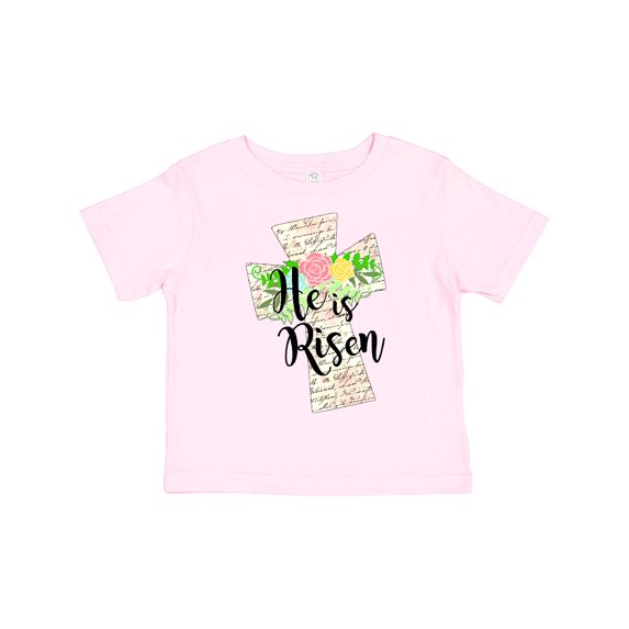 Inktastic He is Risen Cross with Script and Flowers Boys or Girls Toddler T-Shirt