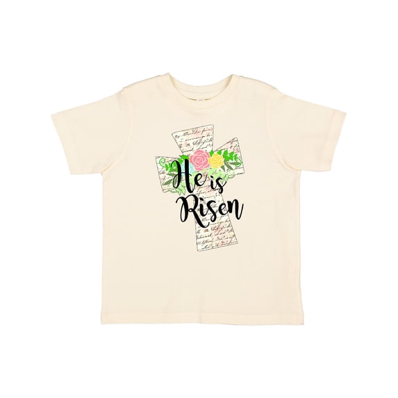 Inktastic He is Risen Cross with Script and Flowers Boys or Girls Toddler T-Shirt