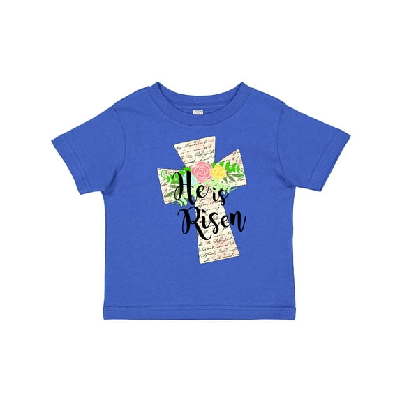 Inktastic He is Risen Cross with Script and Flowers Boys or Girls Toddler T-Shirt
