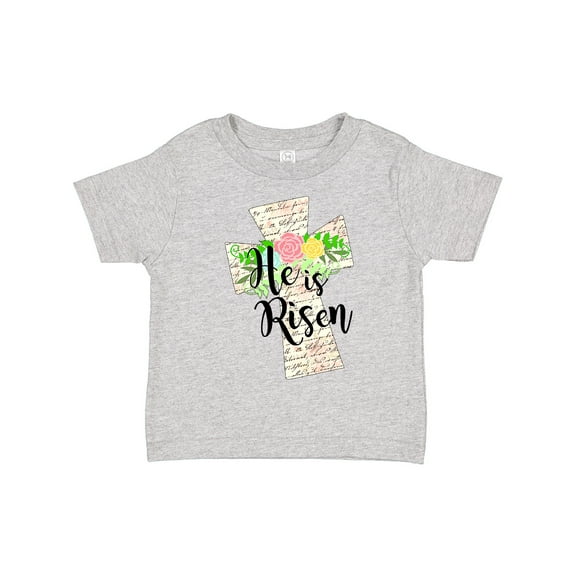 Inktastic He is Risen Cross with Script and Flowers Boys or Girls Toddler T-Shirt