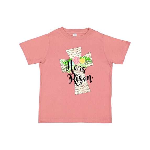 Inktastic He is Risen Cross with Script and Flowers Boys or Girls Toddler T-Shirt