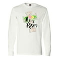 thumbnail image 1 of Inktastic He is Risen Cross with Script and Flowers Long Sleeve T-Shirt, 1 of 5