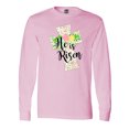 thumbnail image 1 of Inktastic He is Risen Cross with Script and Flowers Long Sleeve T-Shirt, 1 of 5