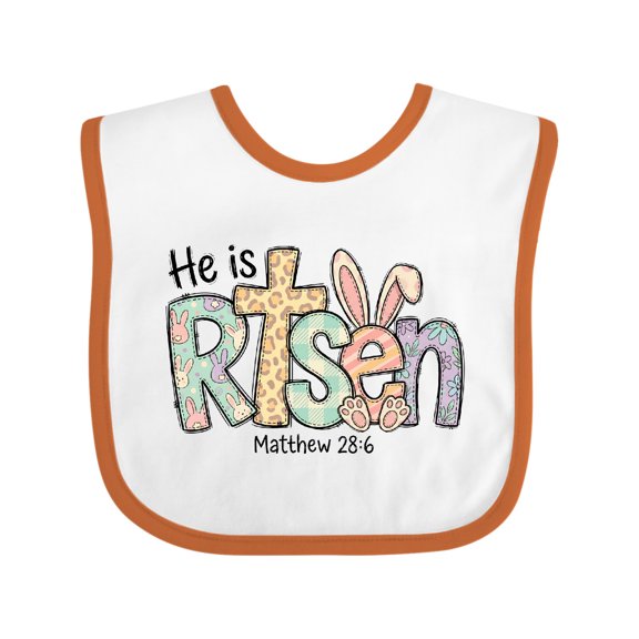 Inktastic He is Risen Easter Bunny Cross Boys or Girls Baby Bib