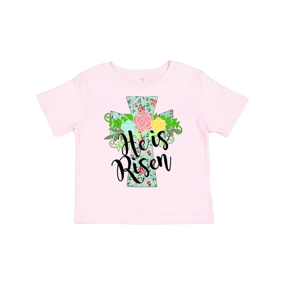 Inktastic He is Risen Floral Print Cross with Beautiful Flowers Boys or Girls Toddler T-Shirt