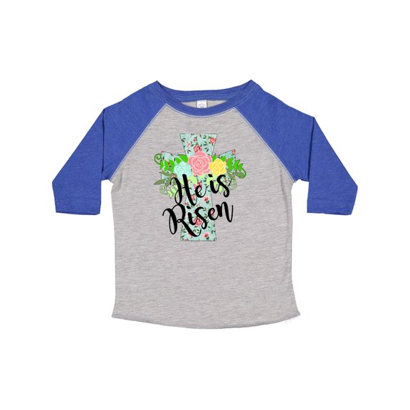 Inktastic He is Risen Floral Print Cross with Beautiful Flowers Boys or Girls Toddler T-Shirt