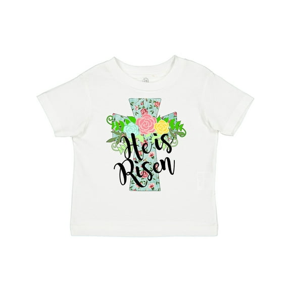 Inktastic He is Risen Floral Print Cross with Beautiful Flowers Boys or Girls Toddler T-Shirt